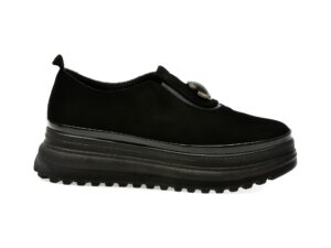Pantofi casual EPICA negri, 387361B, din piele intoarsa