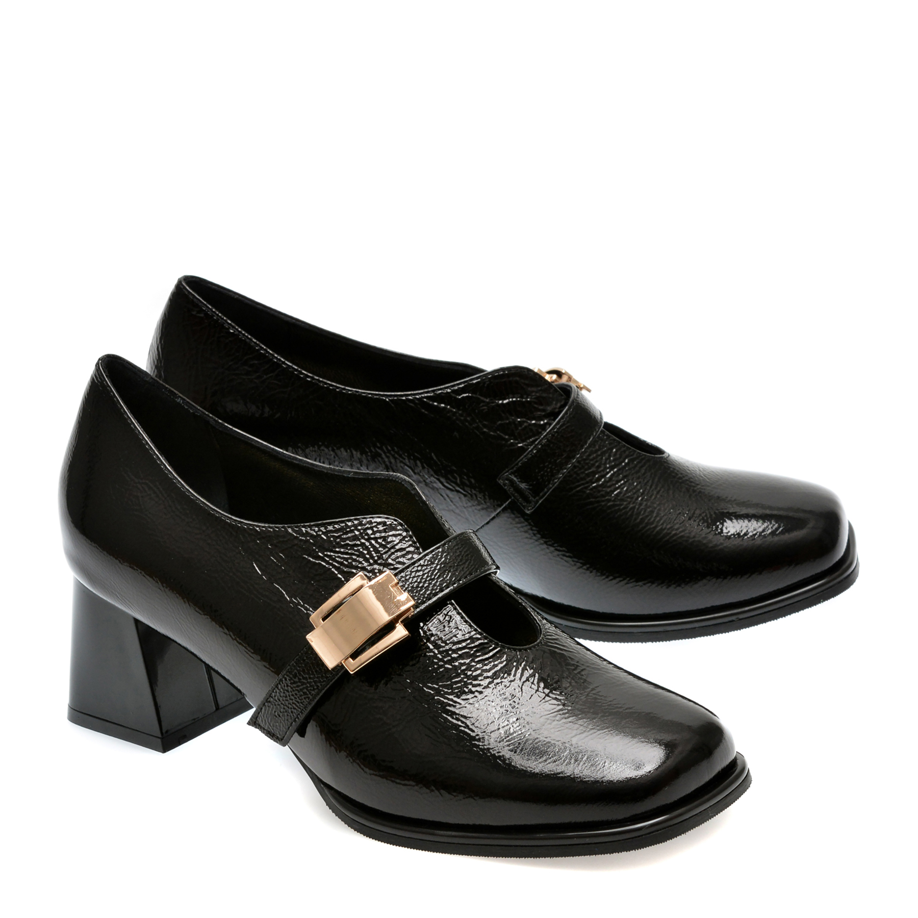Pantofi casual EPICA negri, 583364, din piele naturala lacuita - imagine 4