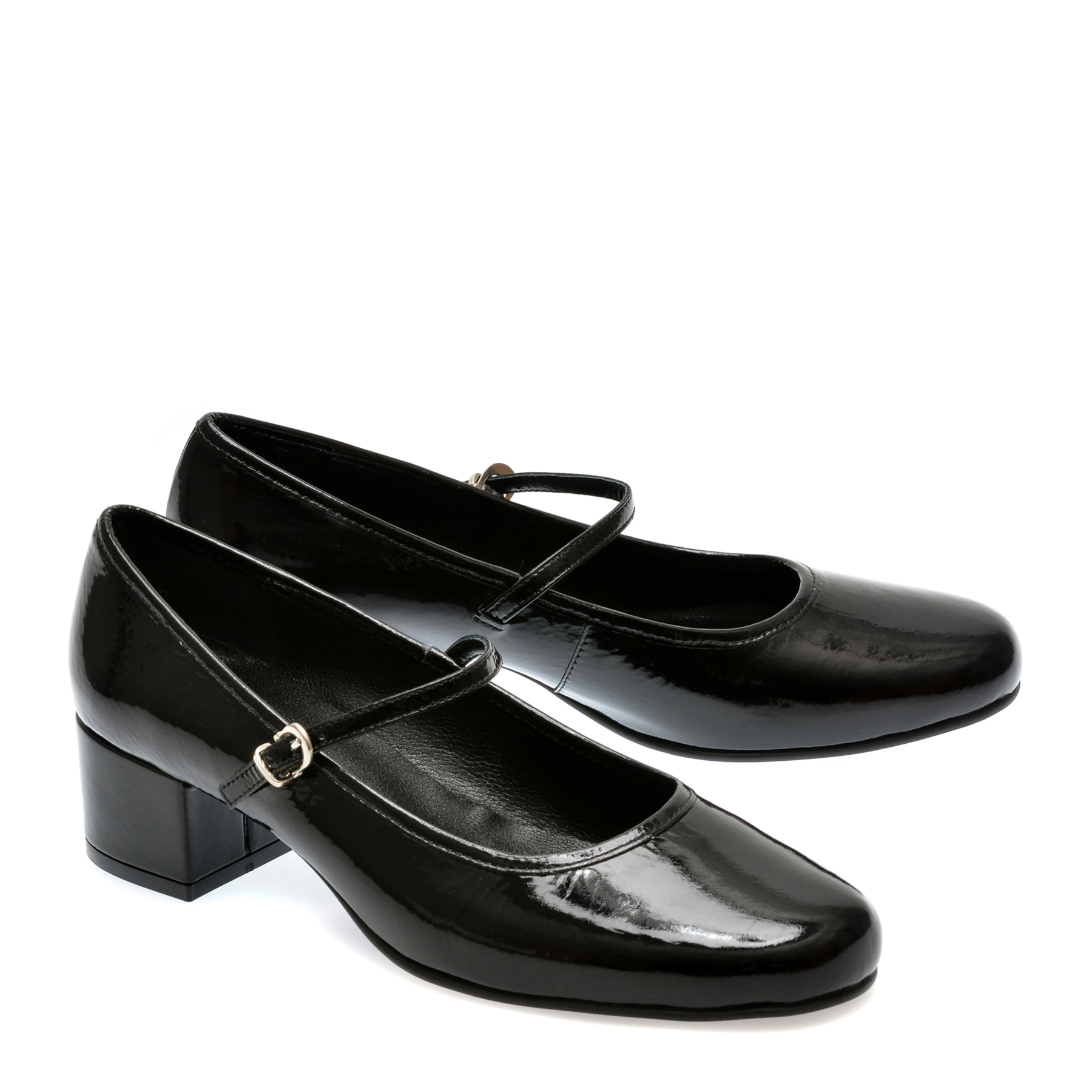 Pantofi casual IMAGE negri, 260900, din piele naturala lacuita - imagine 4