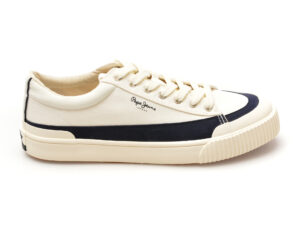 Pantofi casual PEPE JEANS albi, BEN BAND, din material textil