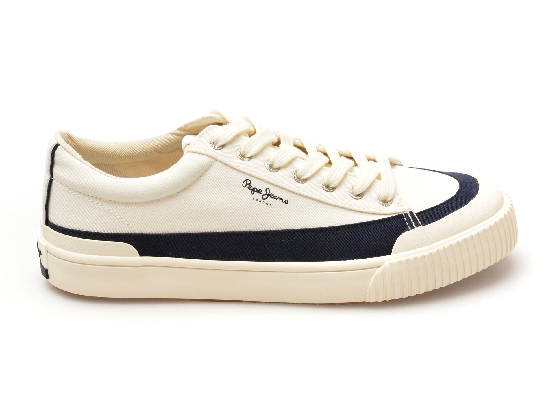 Pantofi casual PEPE JEANS albi, BEN BAND, din material textil