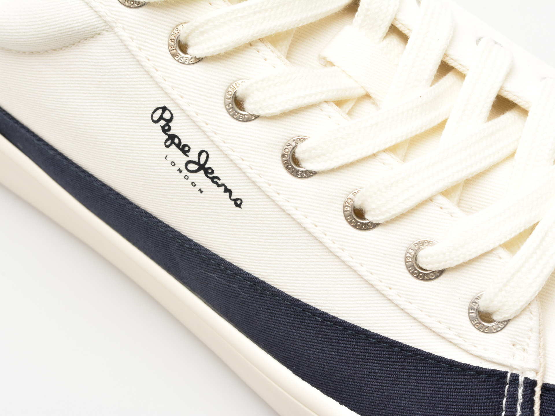 Pantofi casual PEPE JEANS albi, BEN BAND, din material textil - imagine 2