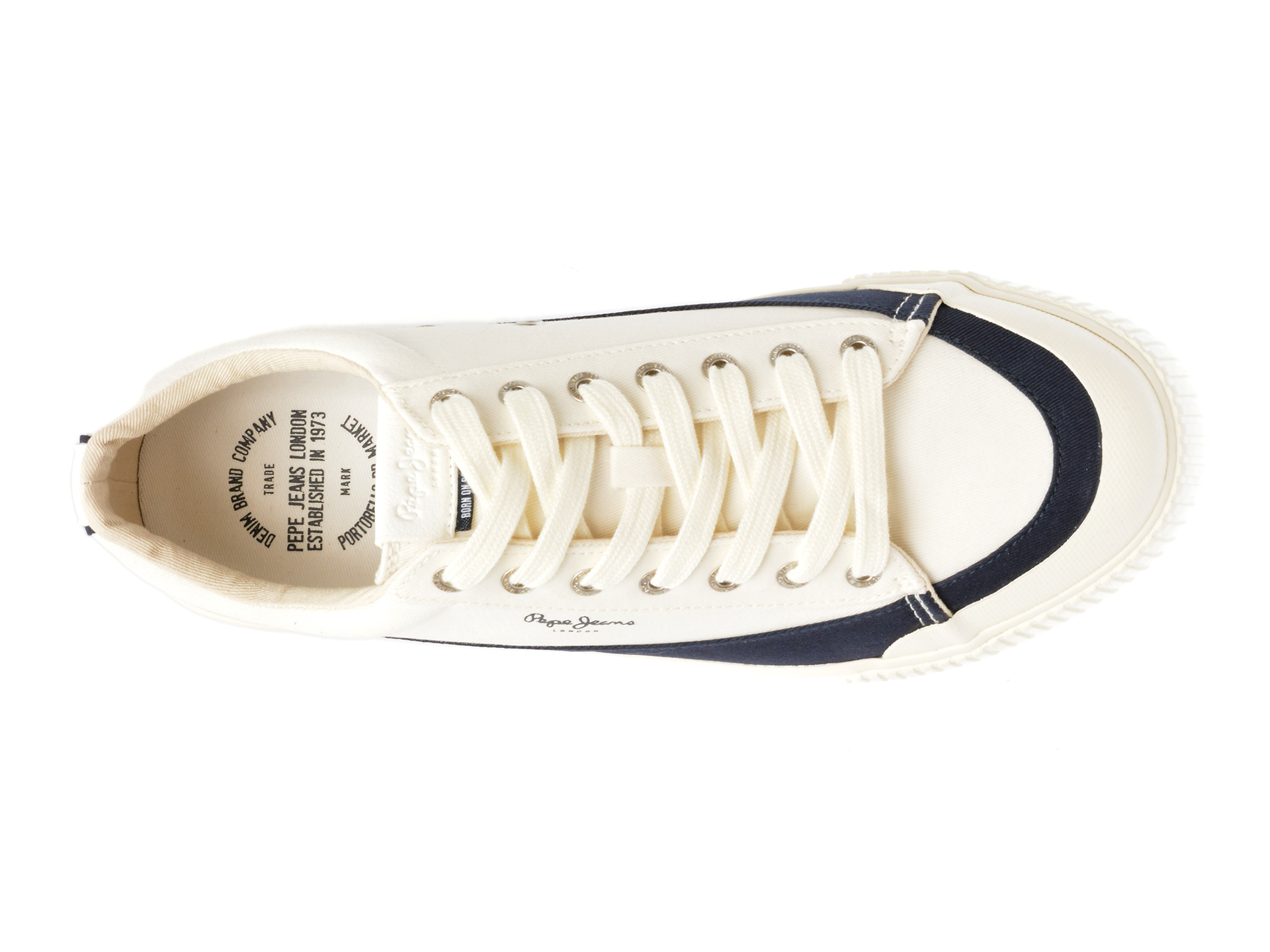 Pantofi casual PEPE JEANS albi, BEN BAND, din material textil - imagine 6