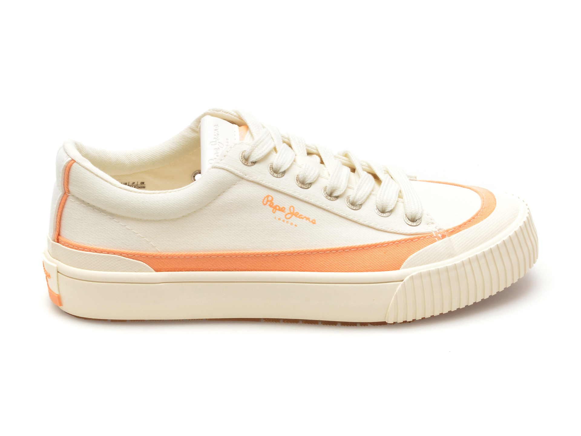 Pantofi casual PEPE JEANS albi, BEN ROAD, din material textil