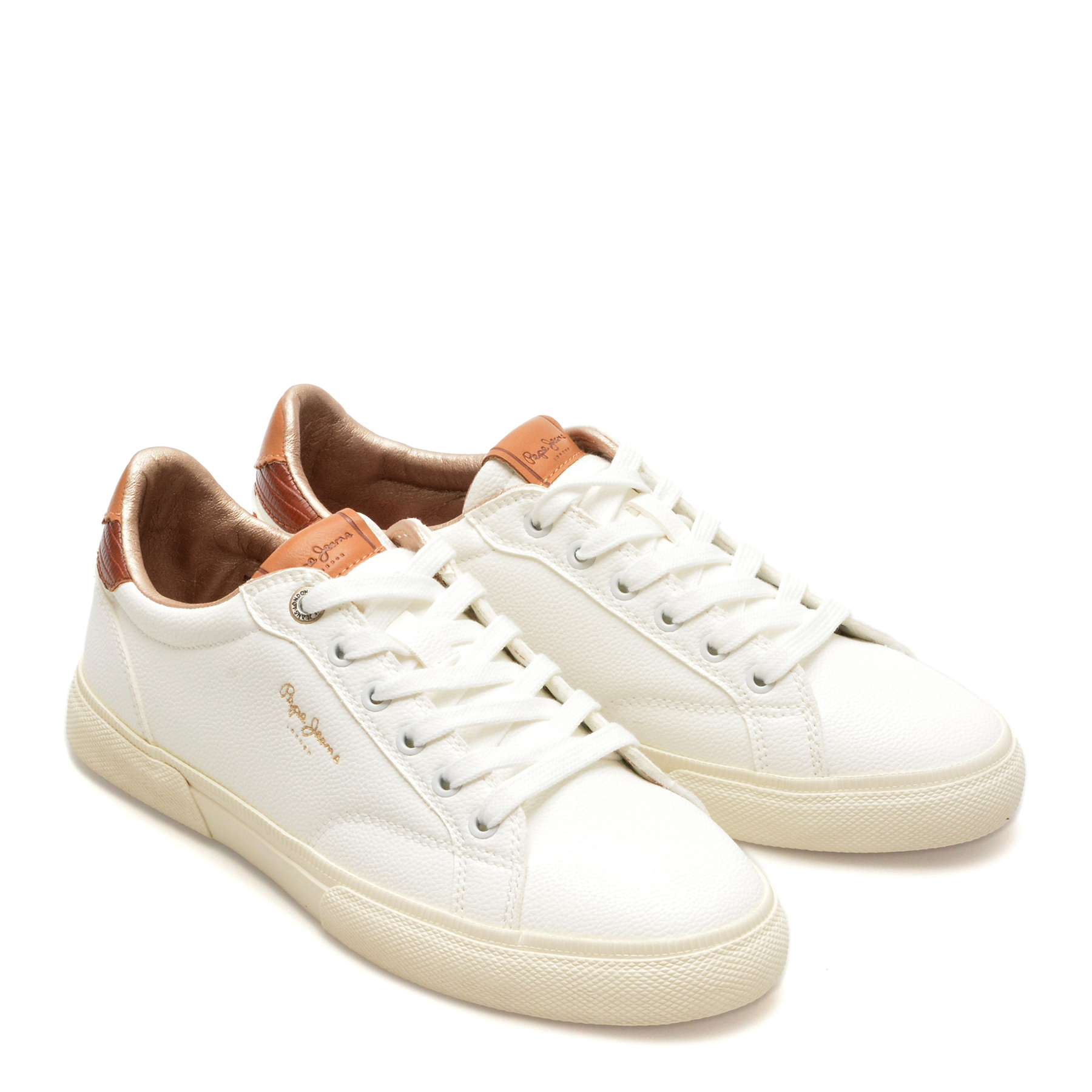 Pantofi casual PEPE JEANS albi, KENTON STREET, din piele ecologica - imagine 4
