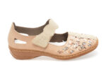 Pantofi casual RIEKER bej, 41369, din piele naturala