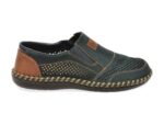 Pantofi casual RIEKER bleumarin, B2466, din piele naturala