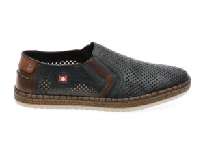 Pantofi casual RIEKER bleumarin, B5297, din piele naturala