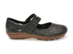 Pantofi casual RIEKER negri, 44875, din piele naturala