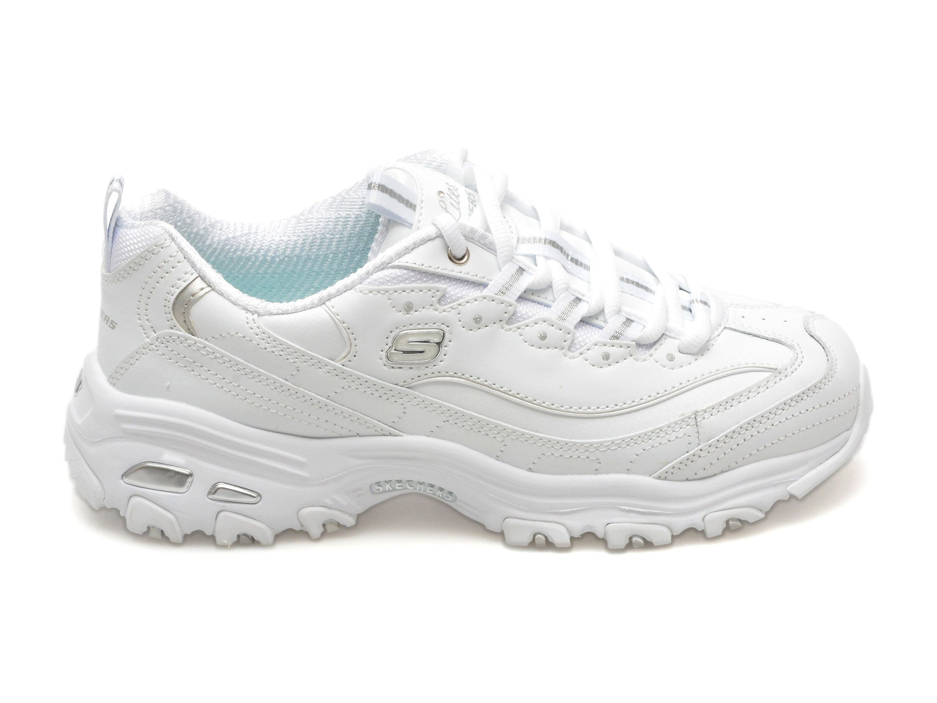 Pantofi casual SKECHERS albi, D LITES, din piele naturala