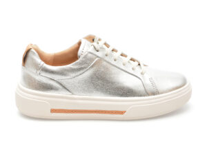 Pantofi CLARKS argintii, HOLLYHOCK WALK, din piele naturala