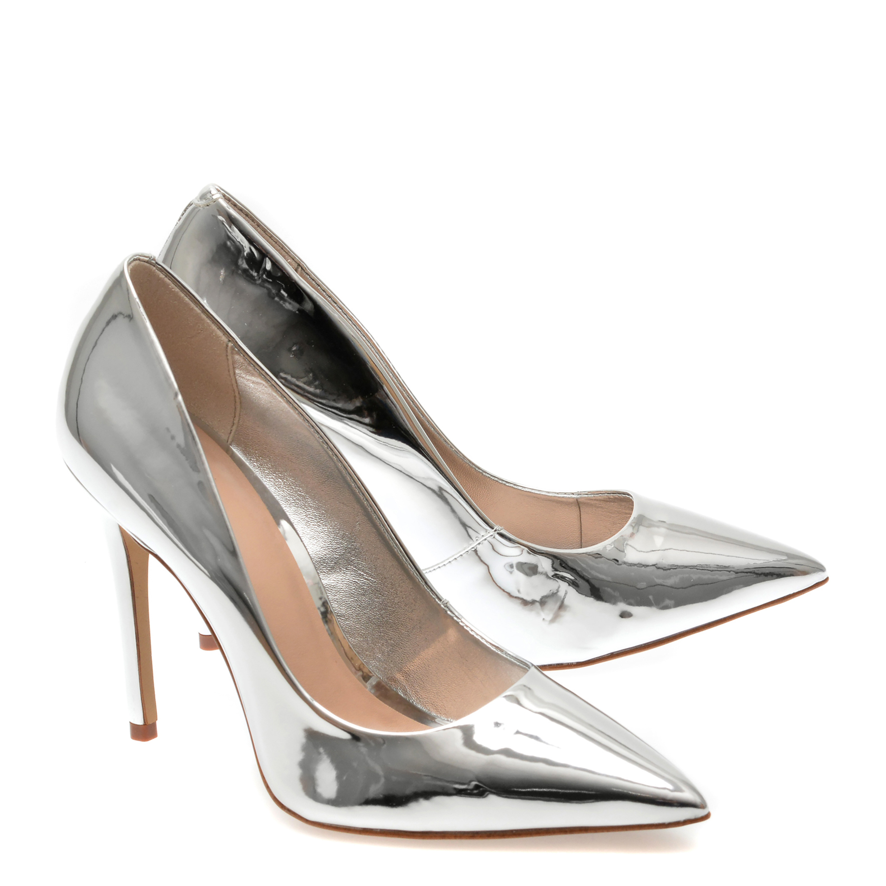 Pantofi eleganti ALDO argintii, CASSEDYNA040, din piele ecologica lacuita - imagine 4
