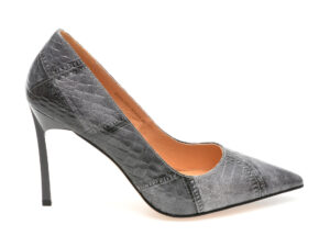 Pantofi eleganti EPICA gri, S611, din piele naturala lacuita