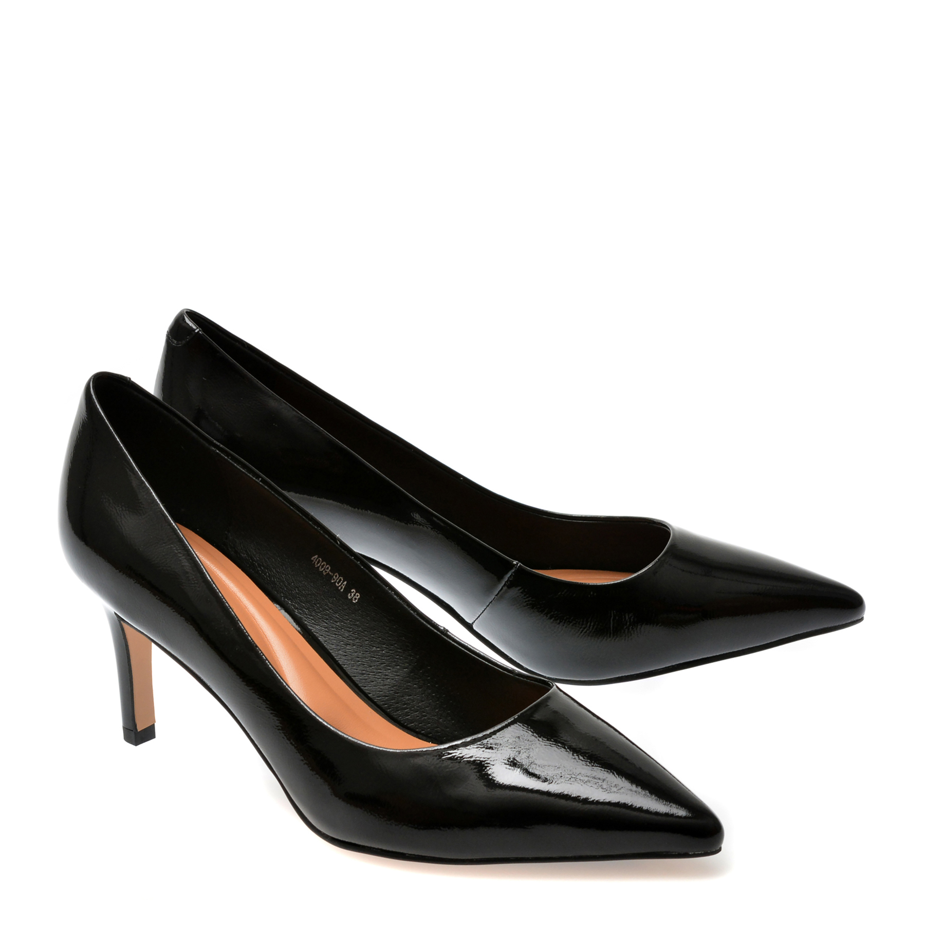 Pantofi eleganti EPICA negri, 4009, din piele naturala lacuita - imagine 4