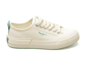 Pantofi PEPE JEANS albi, ALLEN BAND, din material textil