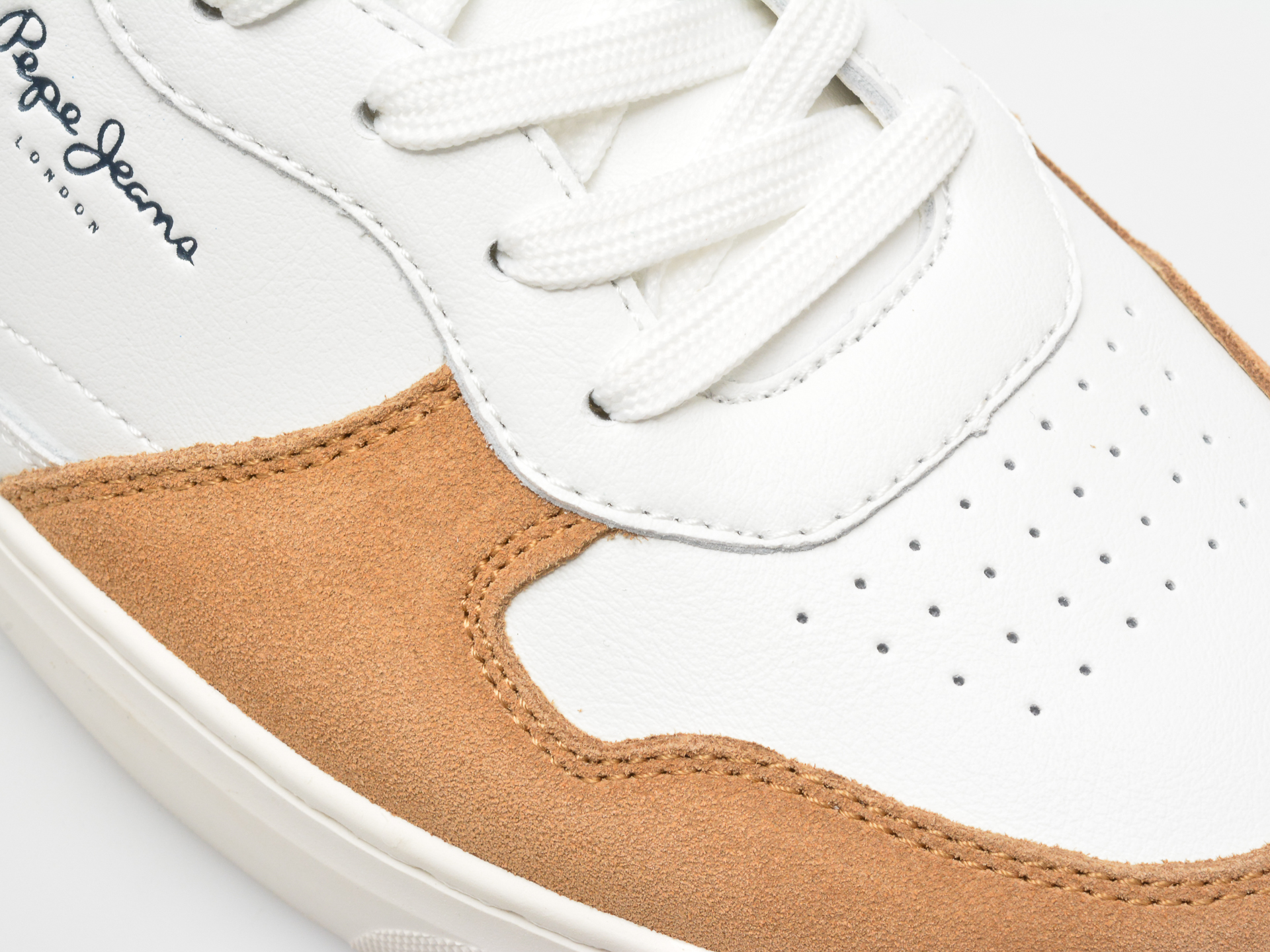 Pantofi PEPE JEANS albi, CAMDEN STREET, din piele naturala - imagine 2