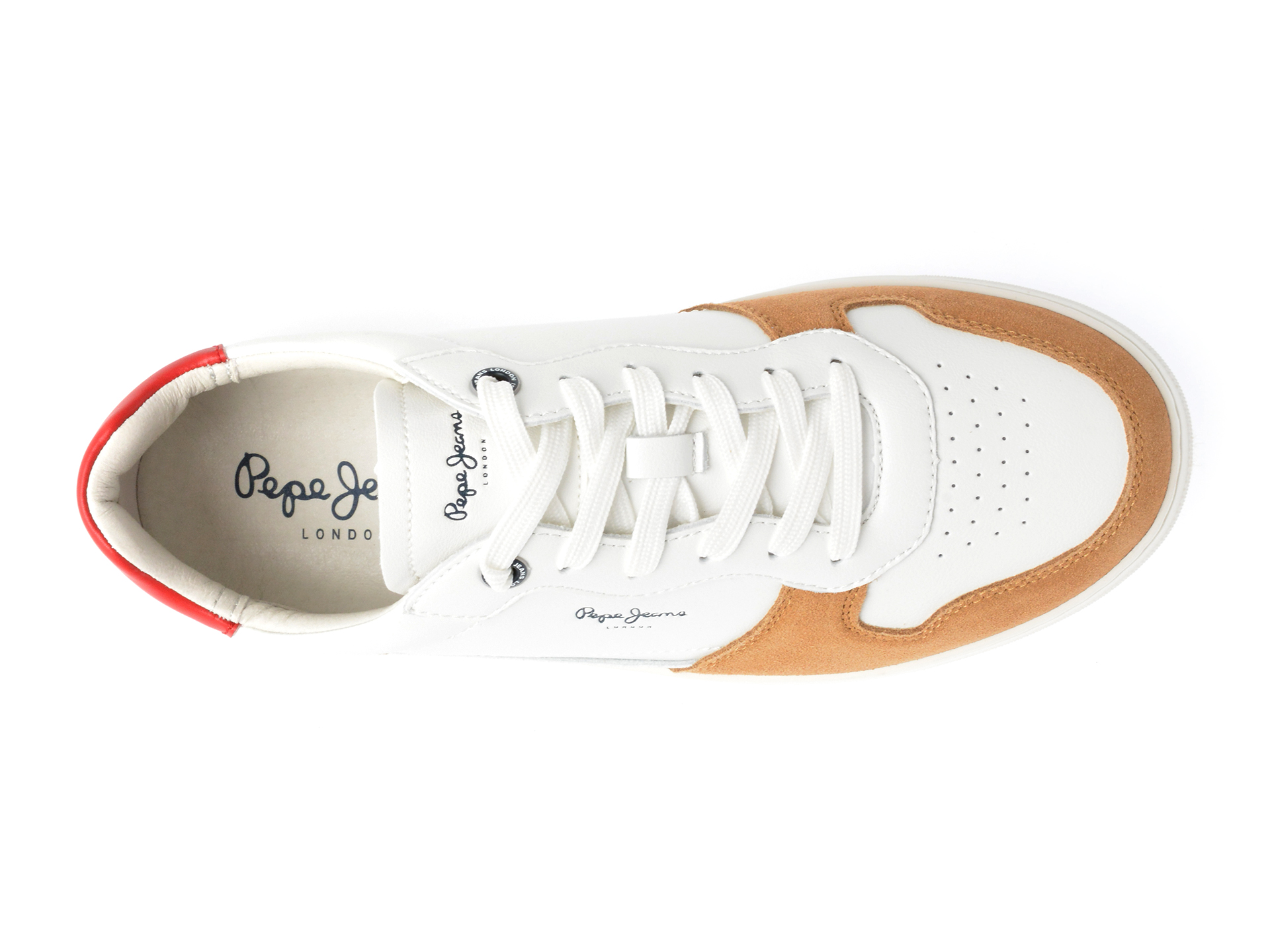 Pantofi PEPE JEANS albi, CAMDEN STREET, din piele naturala - imagine 6