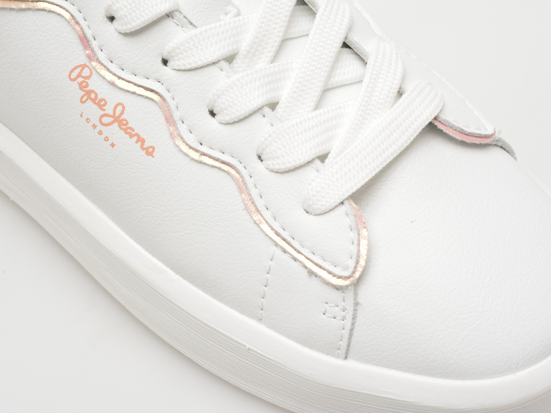 Pantofi PEPE JEANS albi, DOBBIE SEAL, din piele naturala - imagine 2