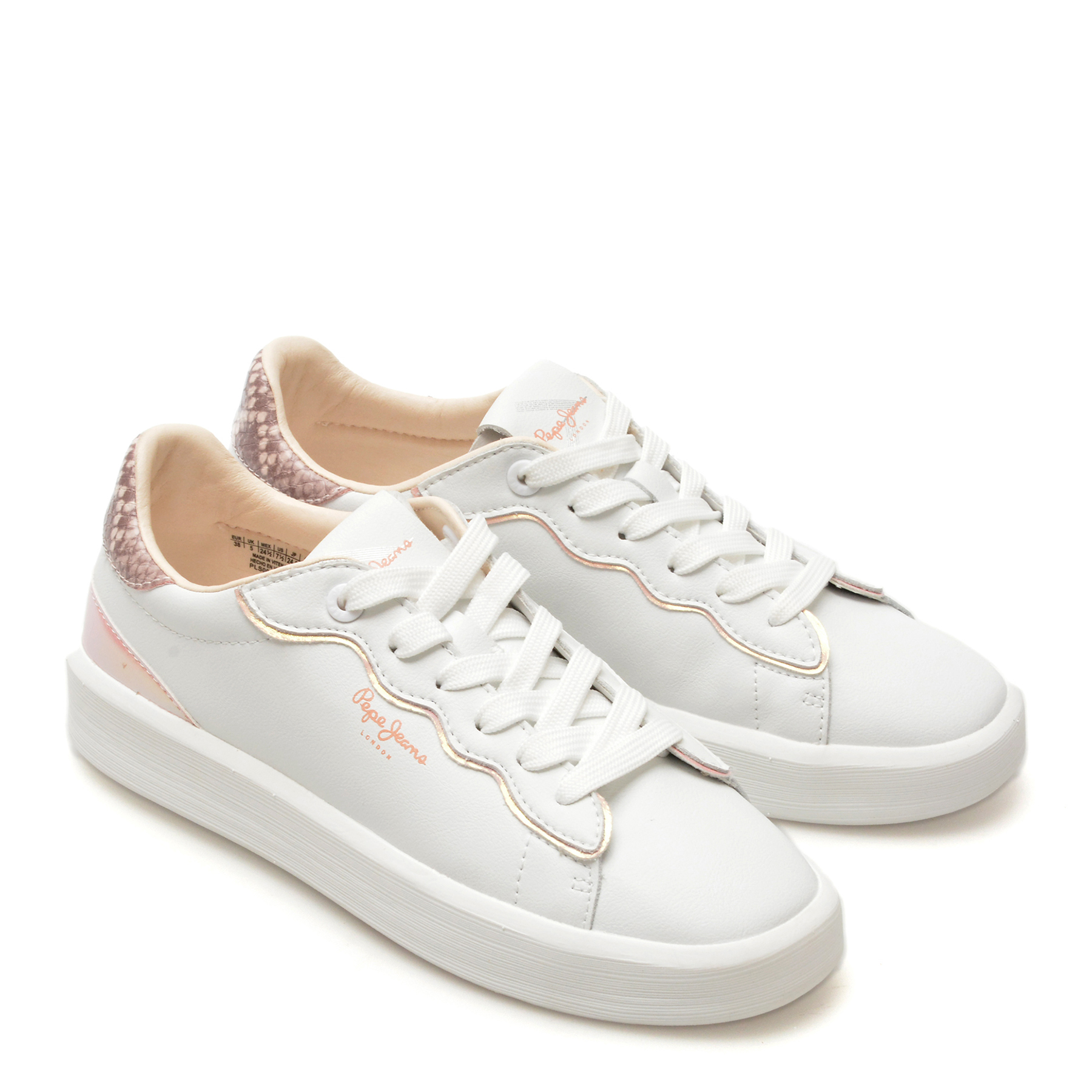Pantofi PEPE JEANS albi, DOBBIE SEAL, din piele naturala - imagine 4