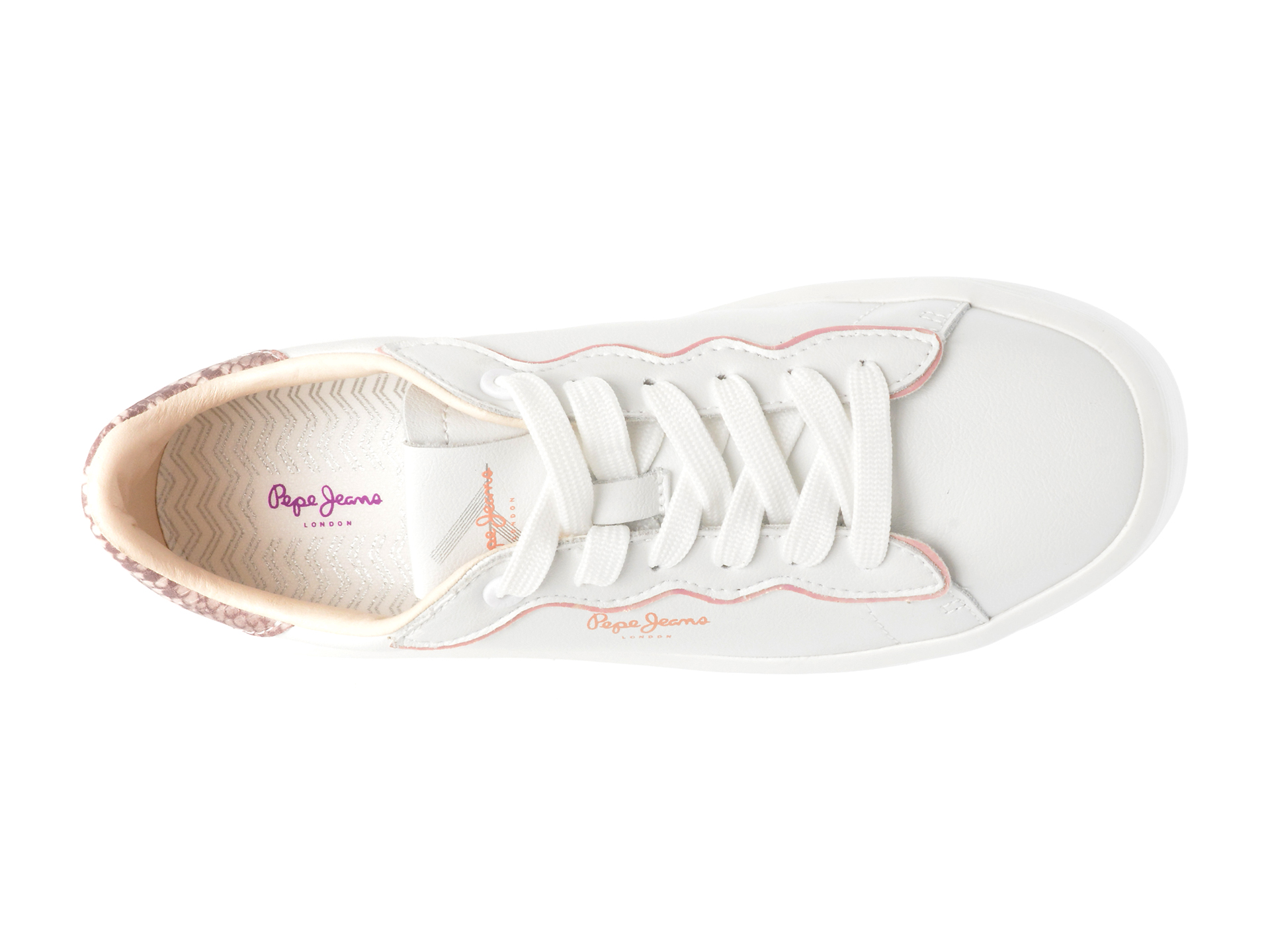 Pantofi PEPE JEANS albi, DOBBIE SEAL, din piele naturala - imagine 6