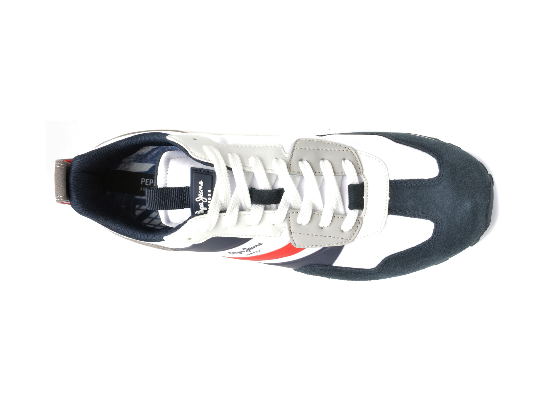 Pantofi PEPE JEANS albi, FOSTER HEAT, din material textil - imagine 6