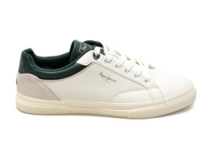 Pantofi PEPE JEANS albi, KENTON JOURNEY, din piele ecologica