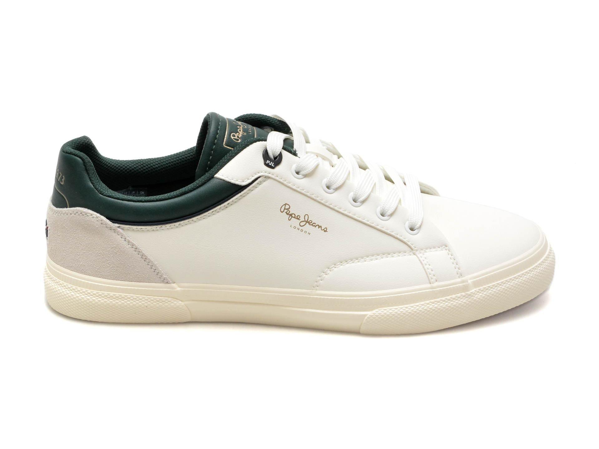 Pantofi PEPE JEANS albi, KENTON JOURNEY, din piele ecologica
