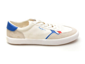 Pantofi PEPE JEANS albi, TRAVIS BRIT, din material textil