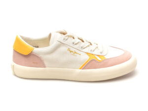 Pantofi PEPE JEANS albi, TRAVIS BRIT, din material textil