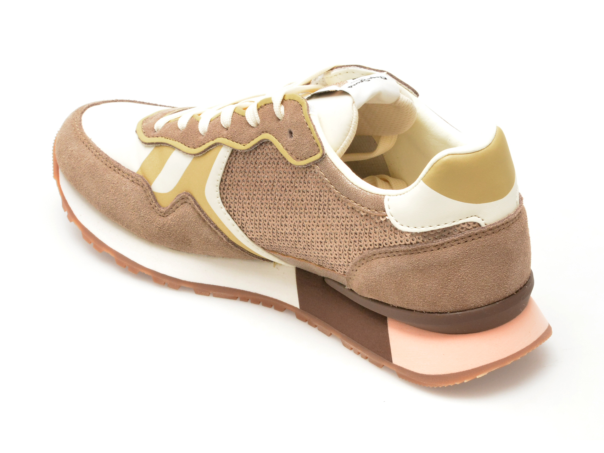 Pantofi PEPE JEANS bej, BRIT SEQUINS, din material textil - imagine 5