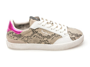 Pantofi PEPE JEANS bej, LANE SNAKE, din piele ecologica