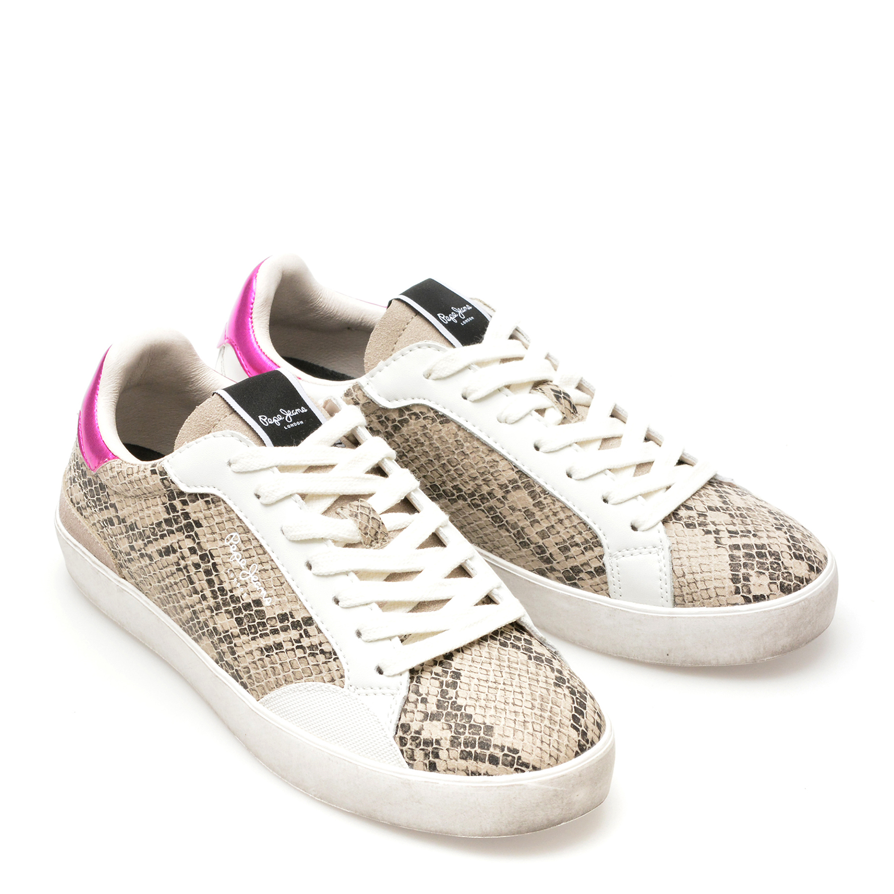 Pantofi PEPE JEANS bej, LANE SNAKE, din piele ecologica - imagine 4