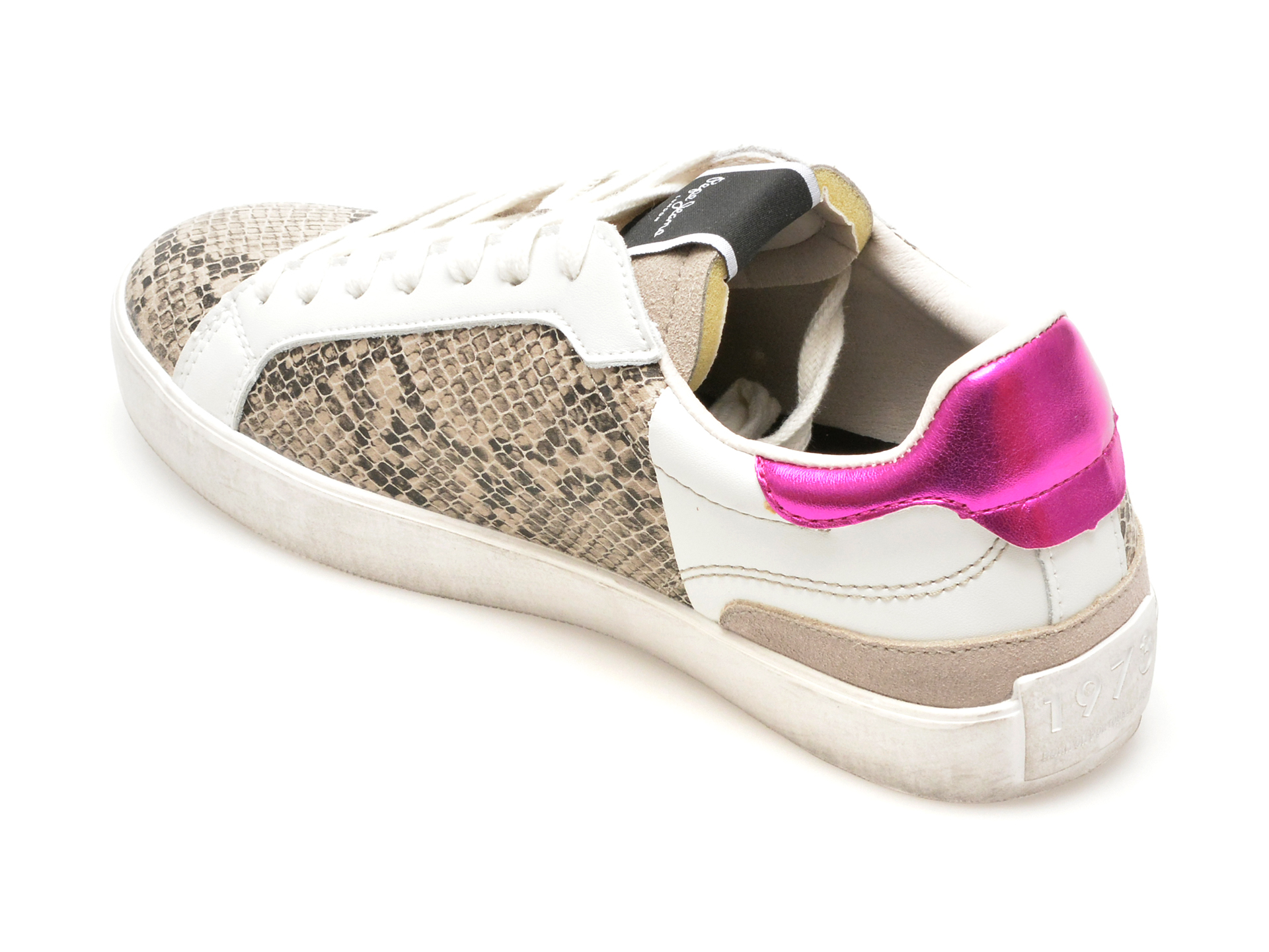 Pantofi PEPE JEANS bej, LANE SNAKE, din piele ecologica - imagine 5