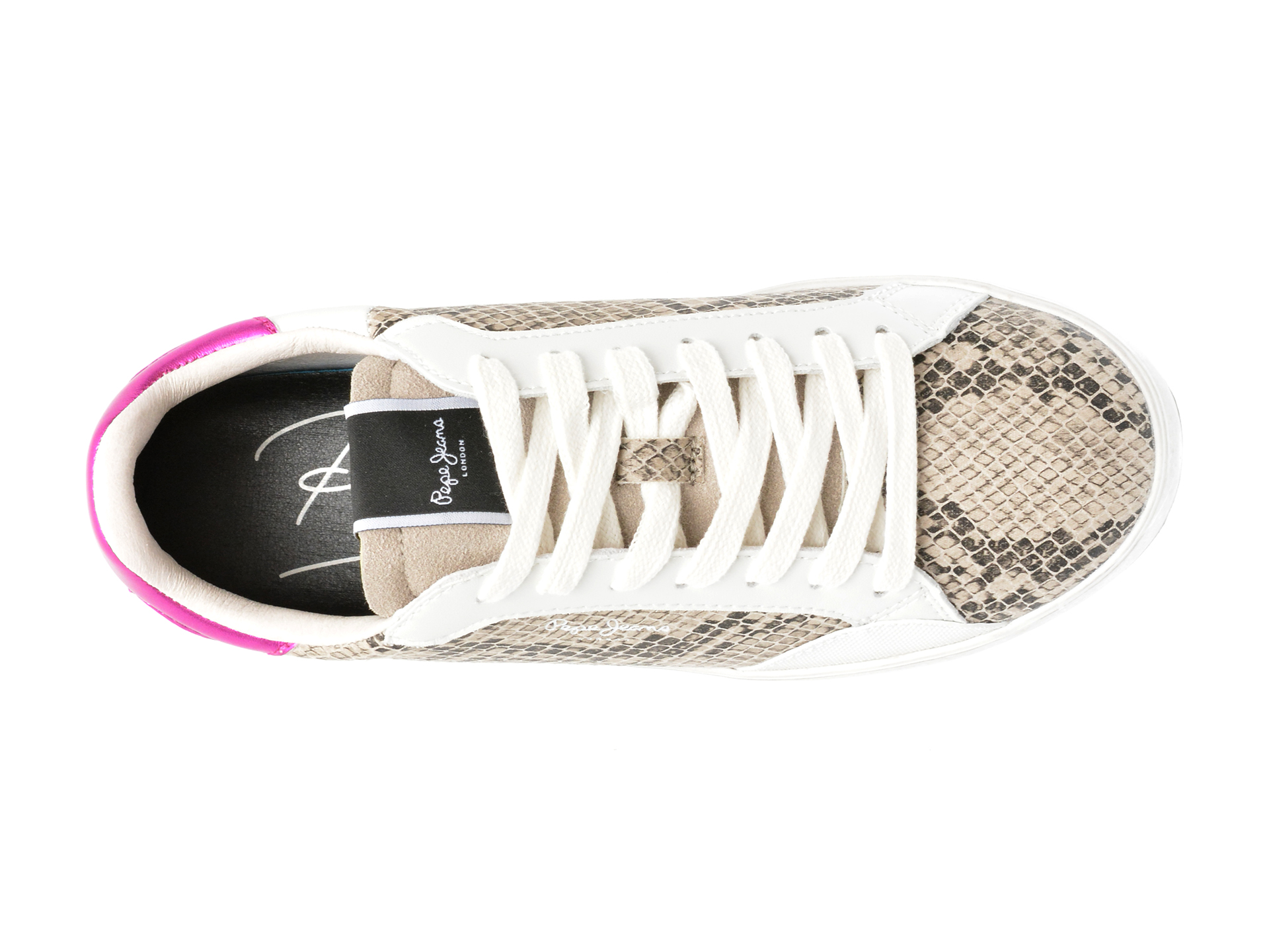 Pantofi PEPE JEANS bej, LANE SNAKE, din piele ecologica - imagine 6