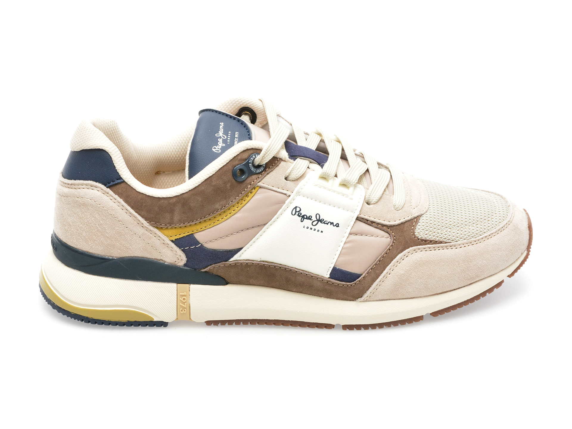 Pantofi PEPE JEANS bej, LONDON PRO MESH, din piele naturala