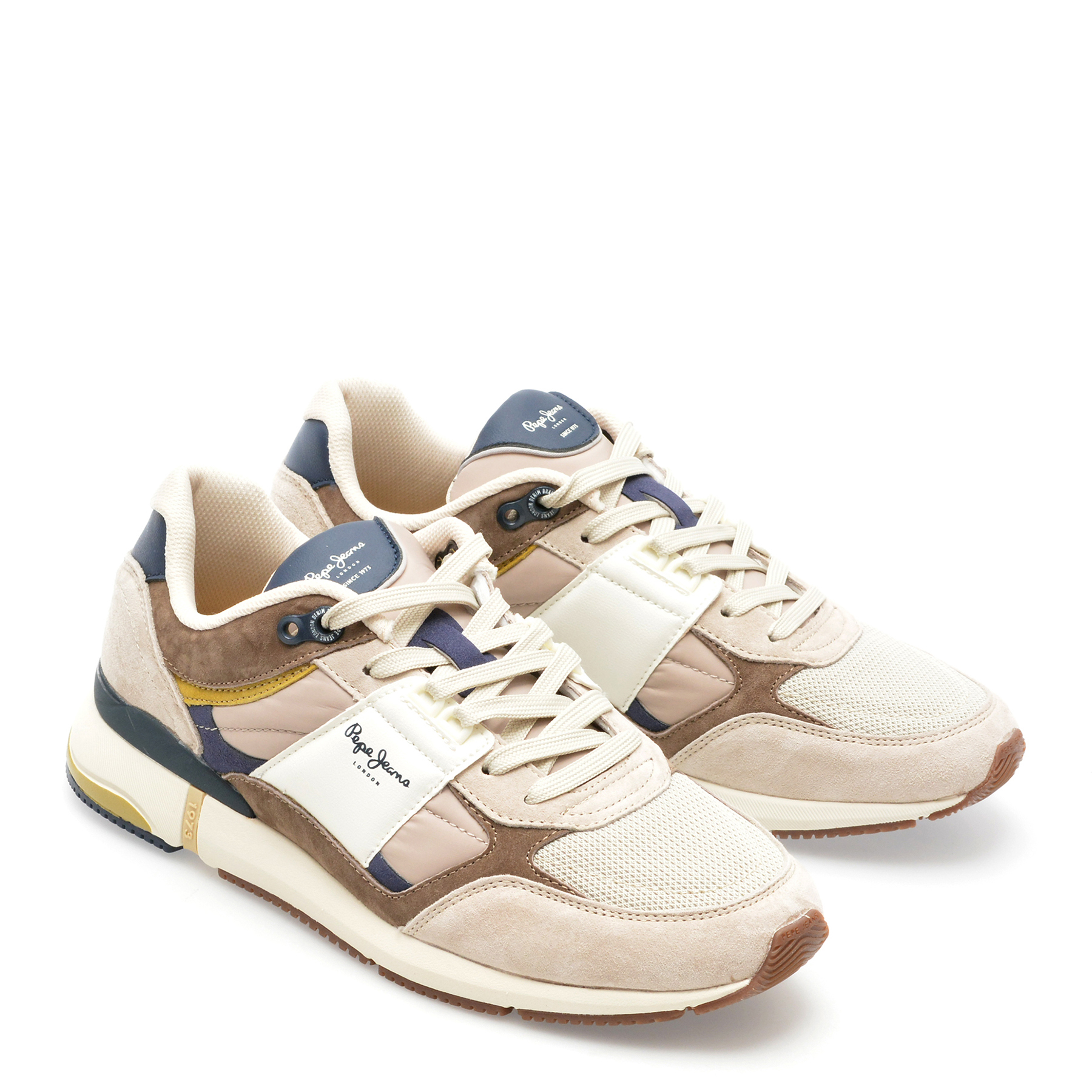 Pantofi PEPE JEANS bej, LONDON PRO MESH, din piele naturala - imagine 4