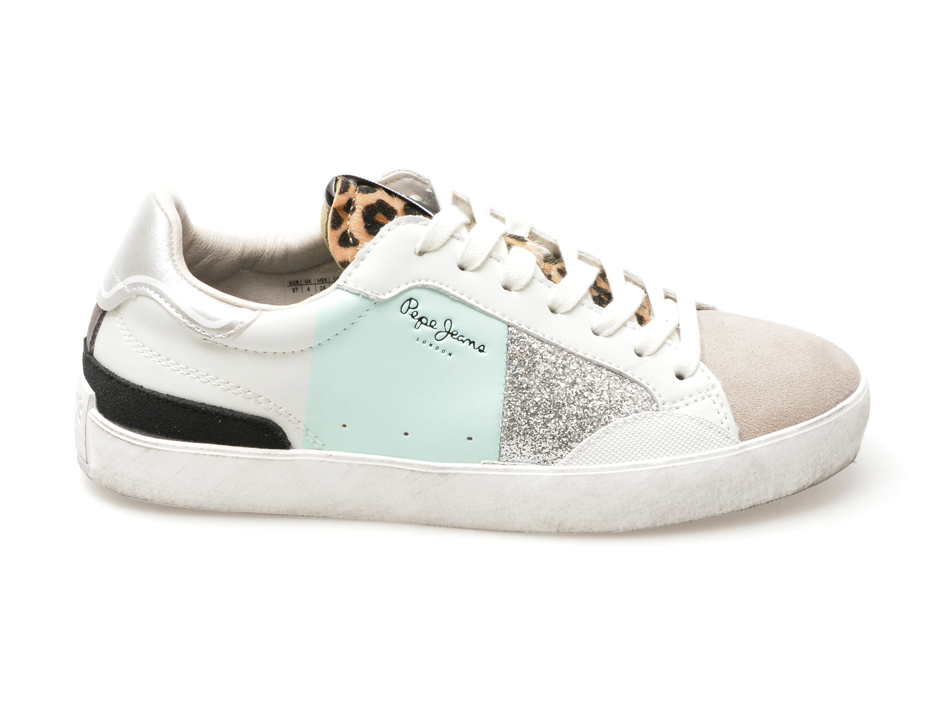 Pantofi PEPE JEANS gri, LANE SHINE, din piele ecologica