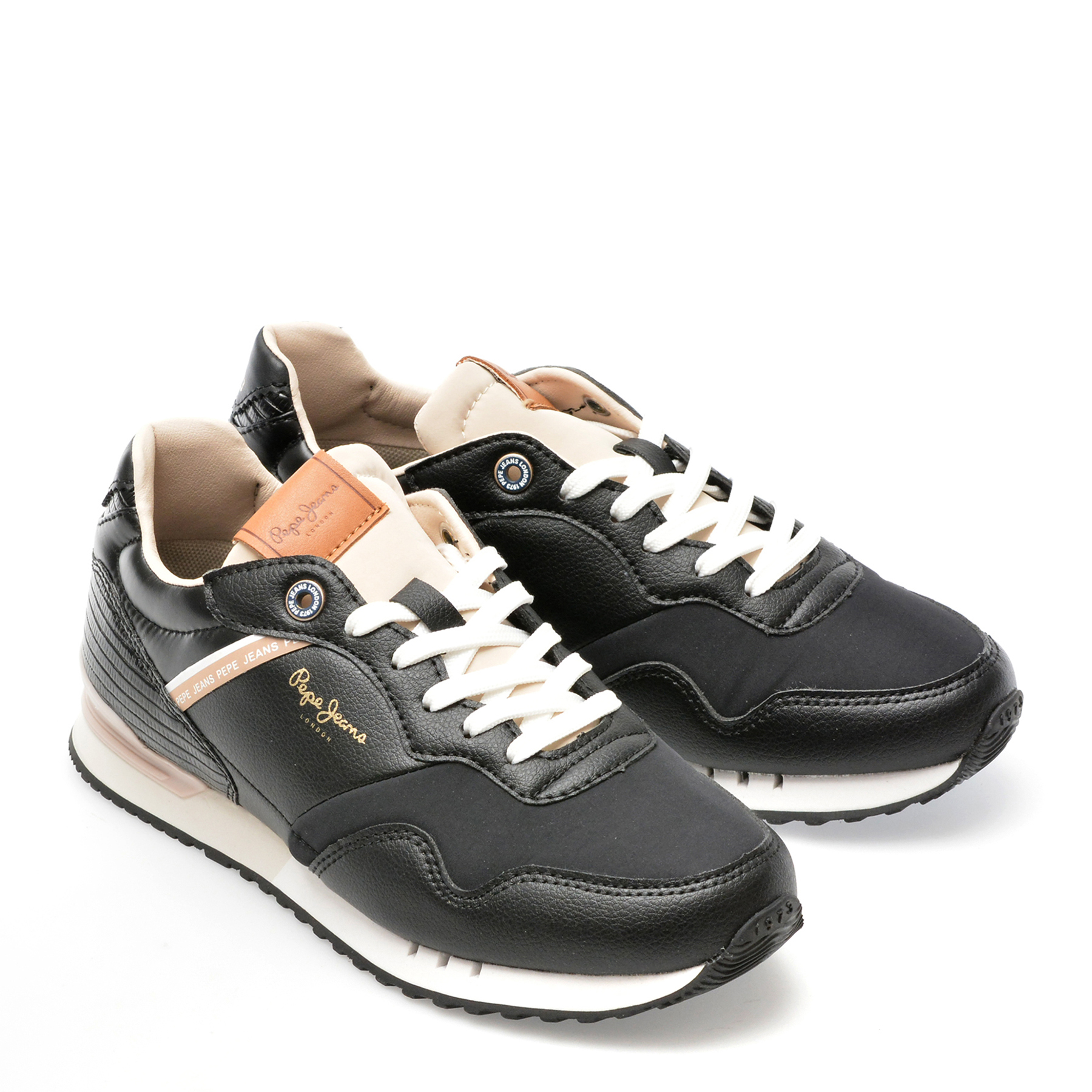 Pantofi PEPE JEANS negri, LONDON STREET, din piele ecologica - imagine 4