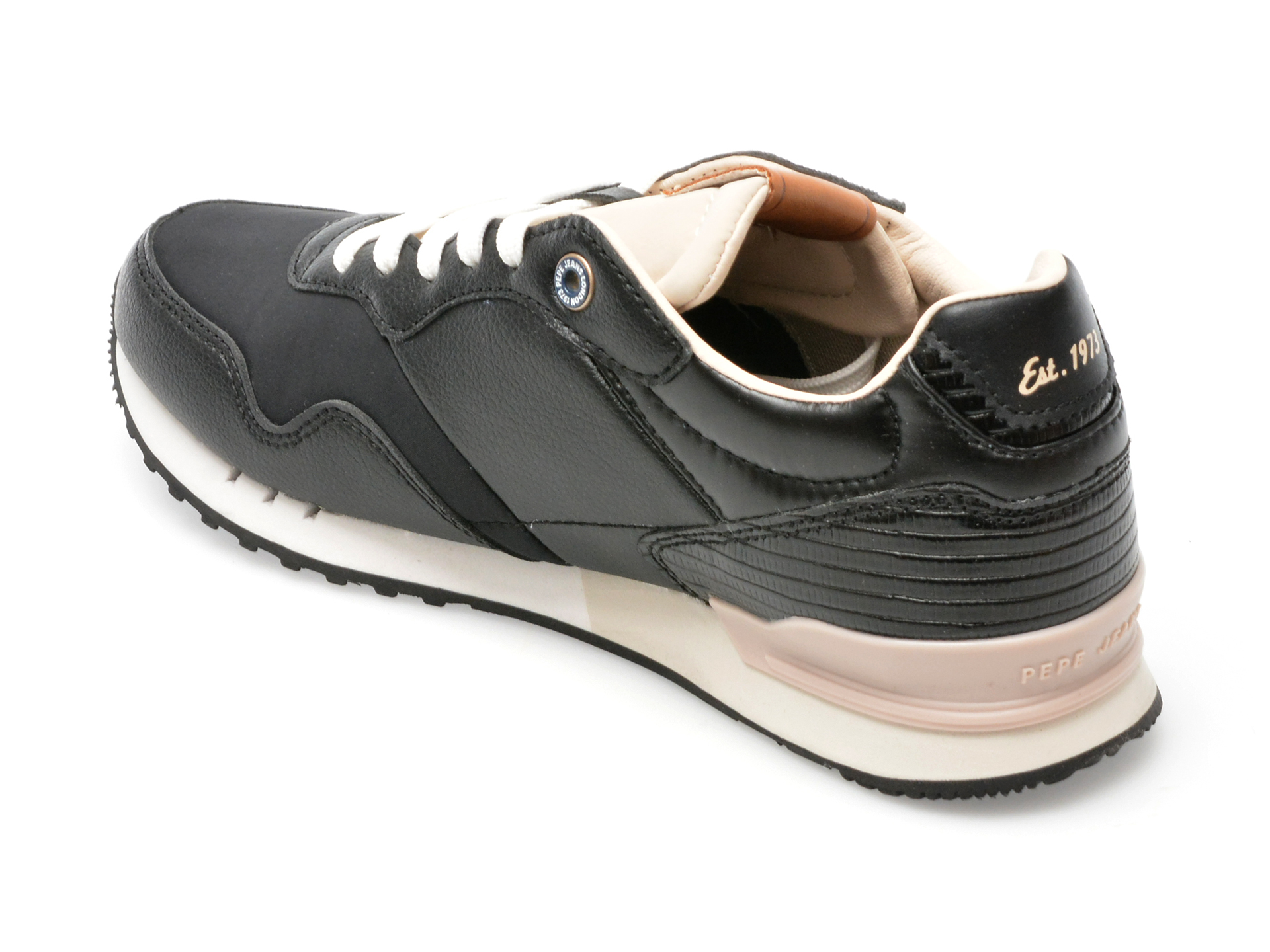 Pantofi PEPE JEANS negri, LONDON STREET, din piele ecologica - imagine 5