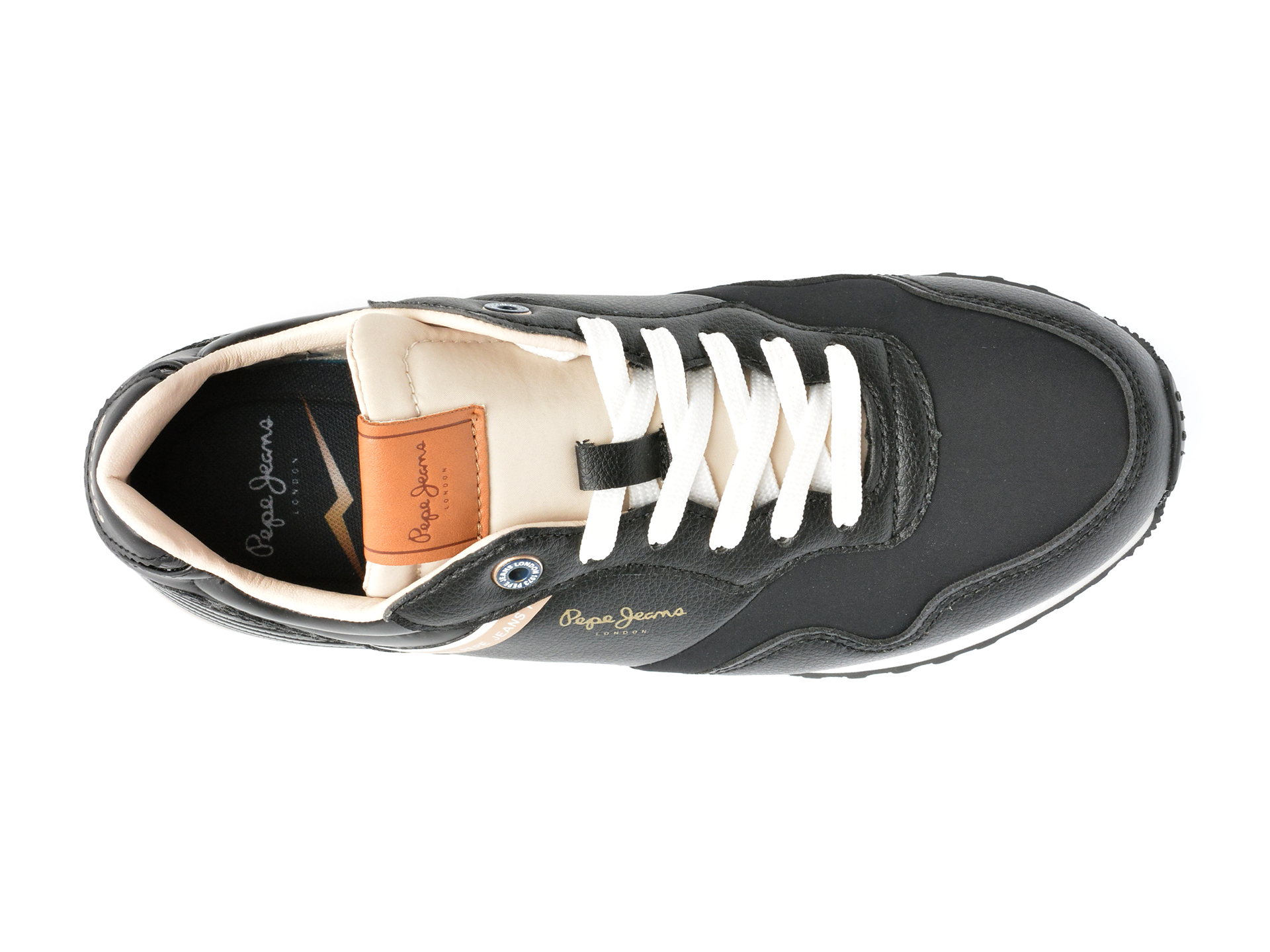 Pantofi PEPE JEANS negri, LONDON STREET, din piele ecologica - imagine 6