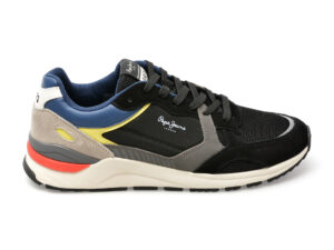 Pantofi PEPE JEANS negri, X20 FREE, din piele intoarsa