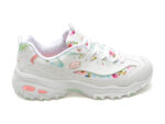 Pantofi SKECHERS albi, D LITES, din piele ecologica