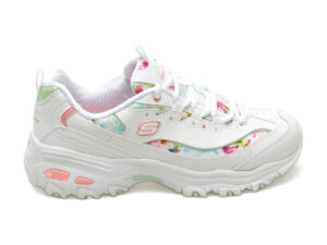 Pantofi SKECHERS albi, D LITES, din piele ecologica