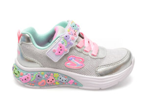 Pantofi SKECHERS argintii, MY DREAMERS, din material textil