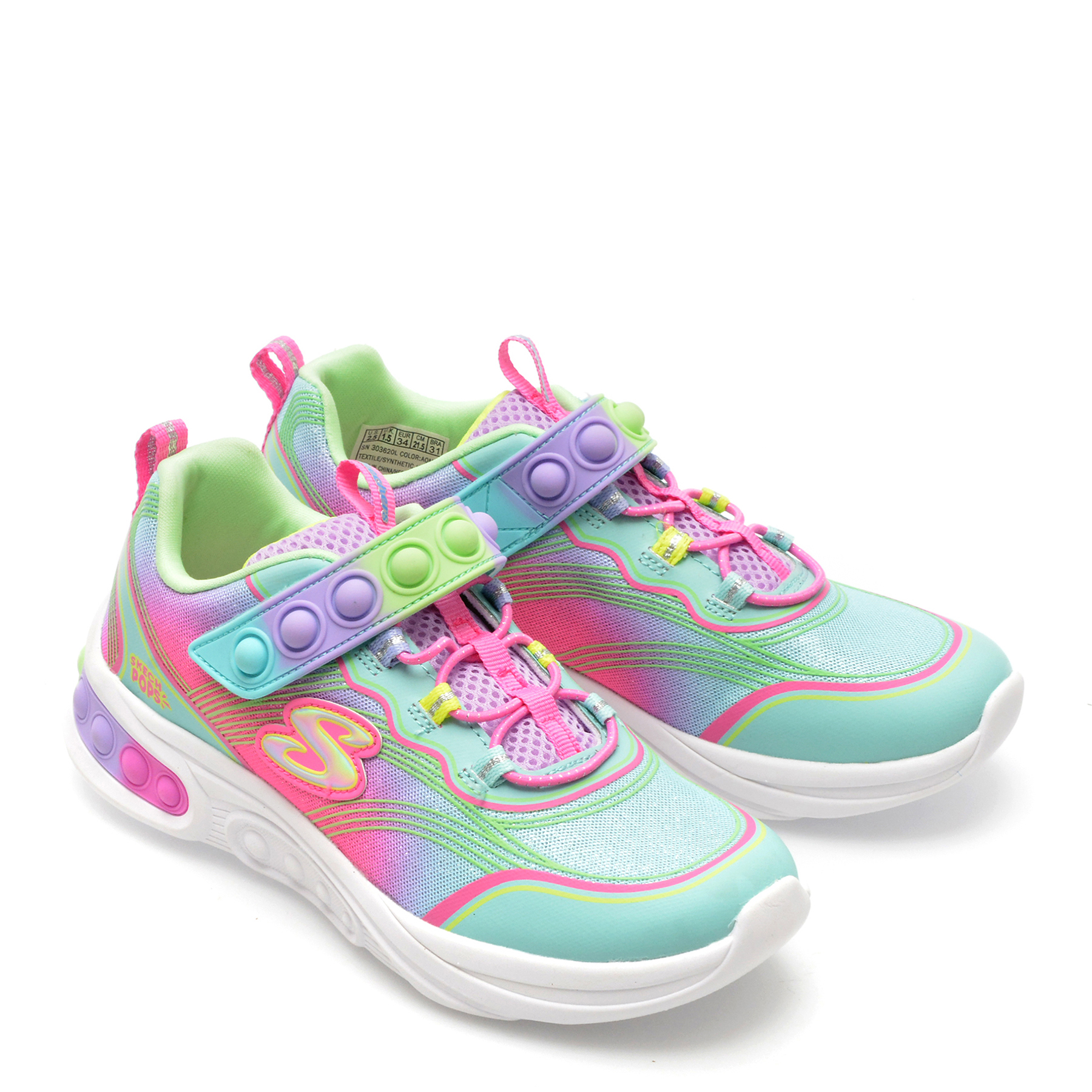 Pantofi SKECHERS multicolor, SKECH POPS, din piele ecologica - imagine 4