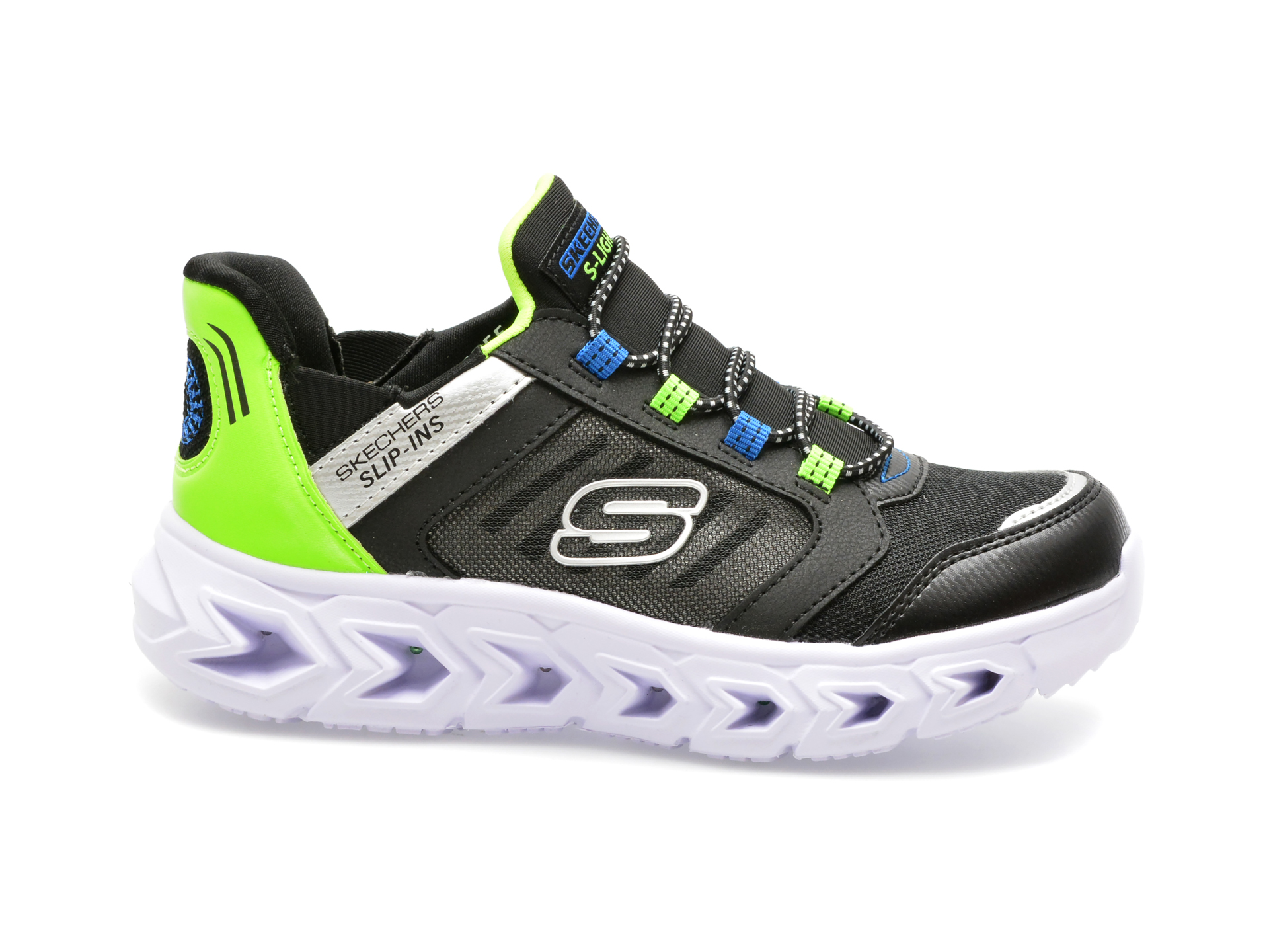 Pantofi SKECHERS negri, HYPNO-FLASH 2.0, din piele ecologica
