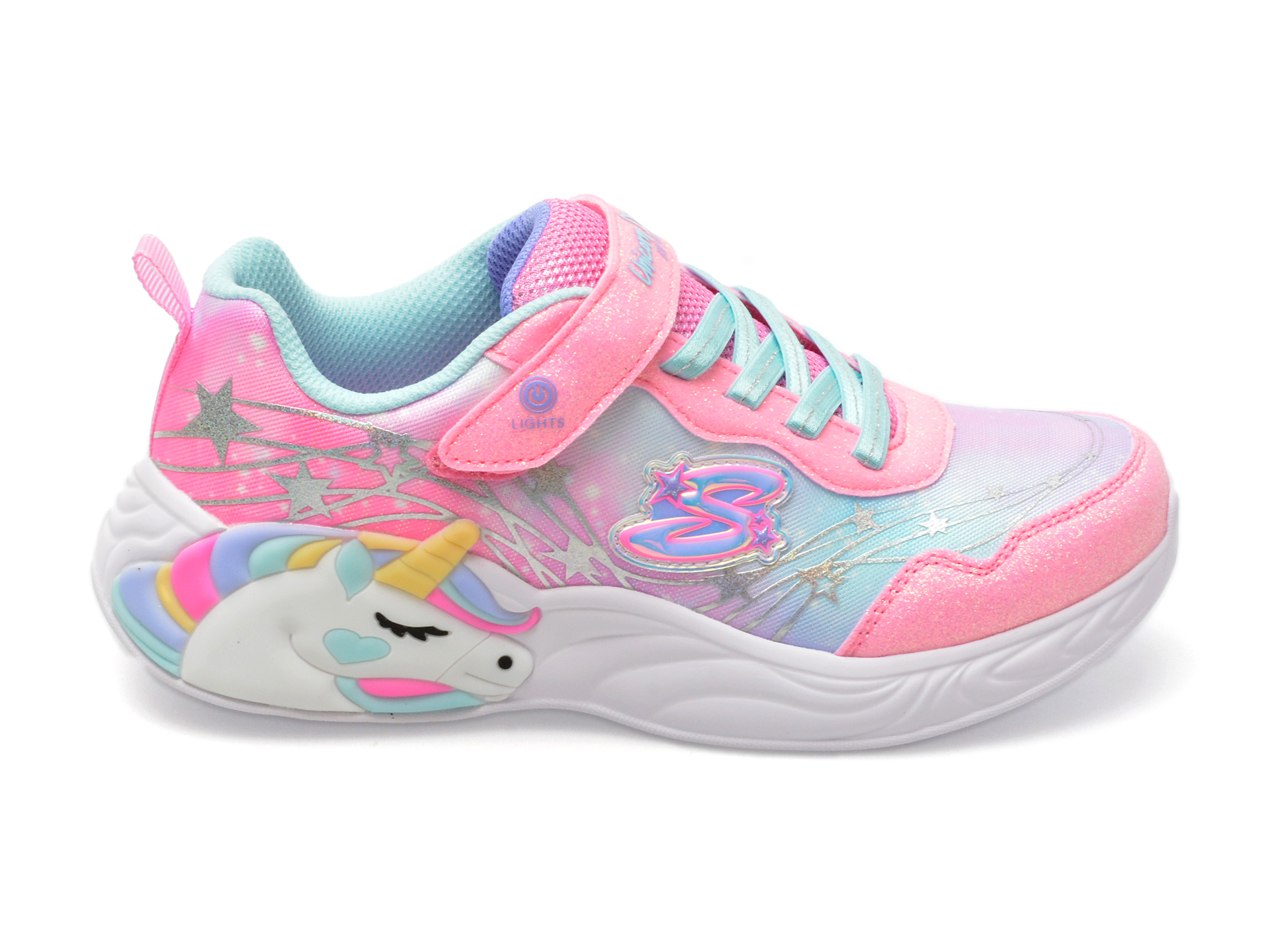 Pantofi SKECHERS roz, UNICORN DREAMS, din material textil
