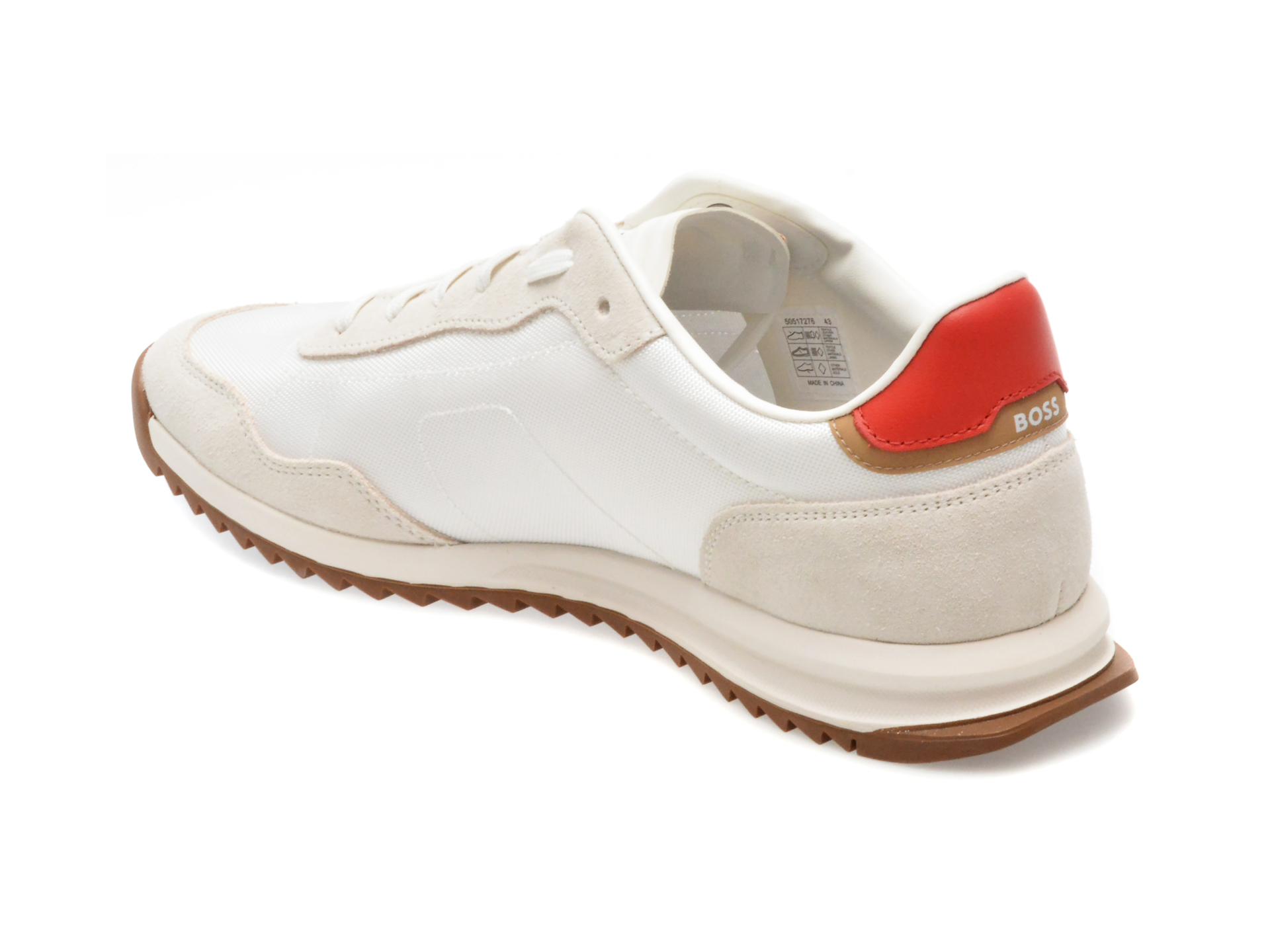 Pantofi sport BOSS albi, 7276, din material textil si piele intoarsa - imagine 5