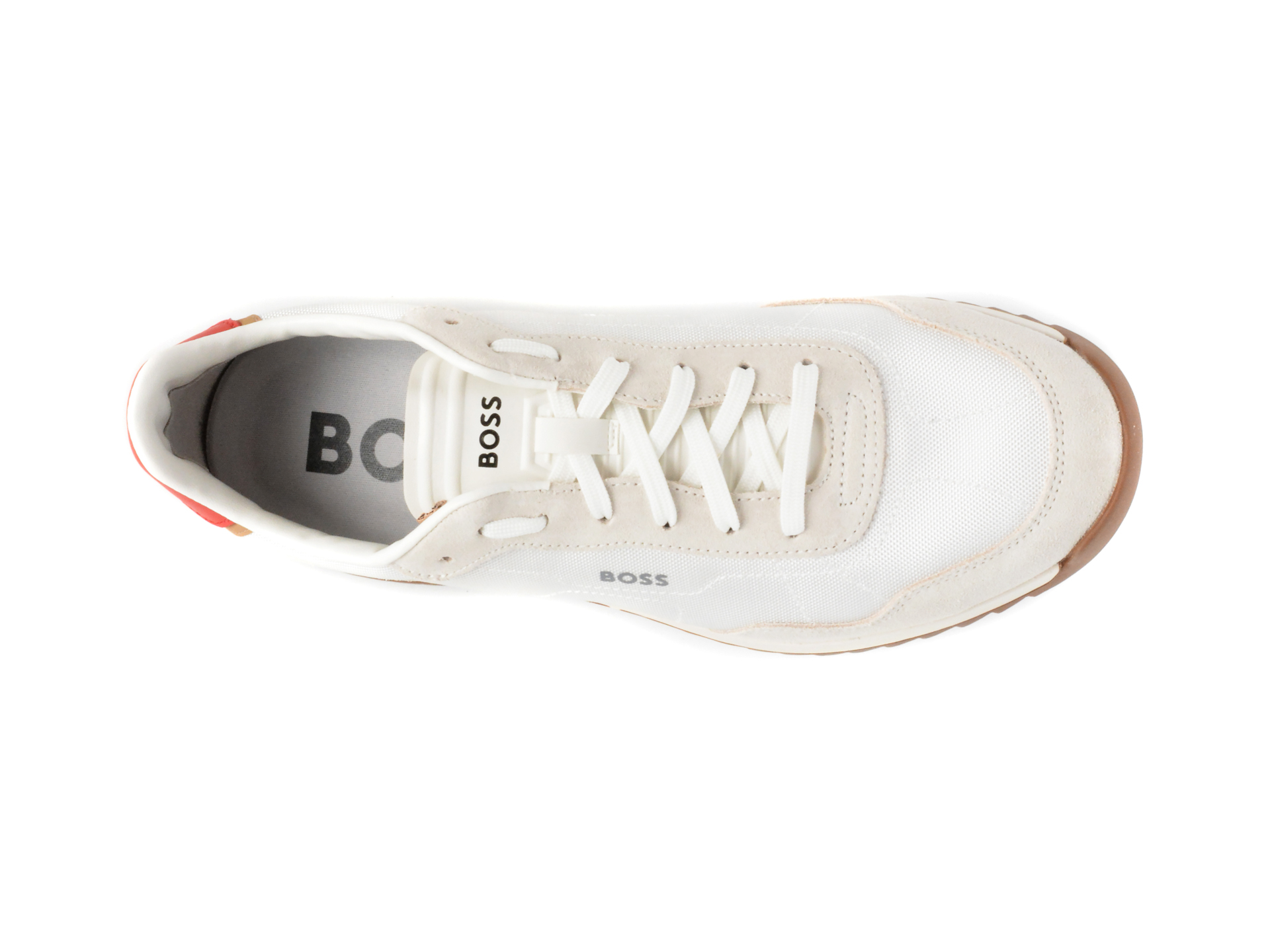 Pantofi sport BOSS albi, 7276, din material textil si piele intoarsa - imagine 6