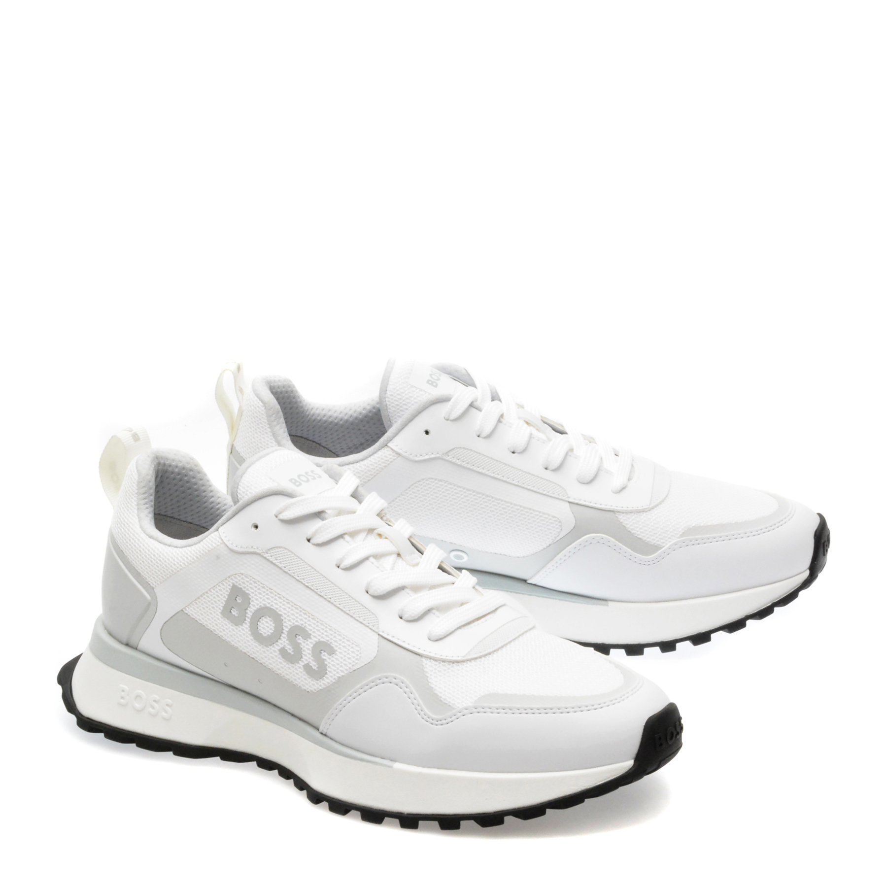 Pantofi sport BOSS albi, 7300, din piele ecologica - imagine 4
